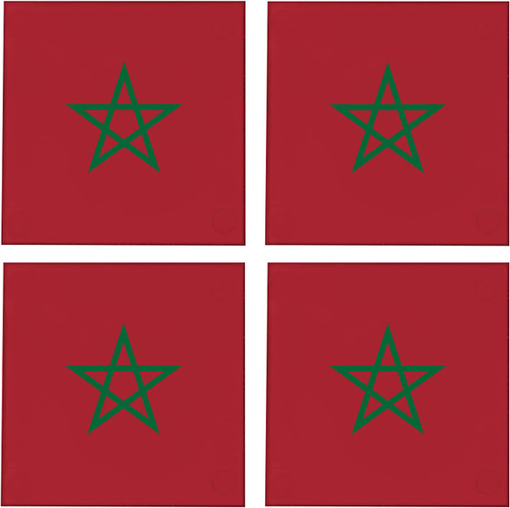 Morocco Flag 3.5" Square Glass Coasters by DCM Solutions
