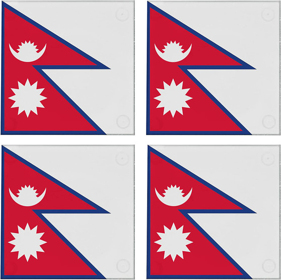 Nepal Flag 3.5" Square Glass Coasters by DCM Solutions