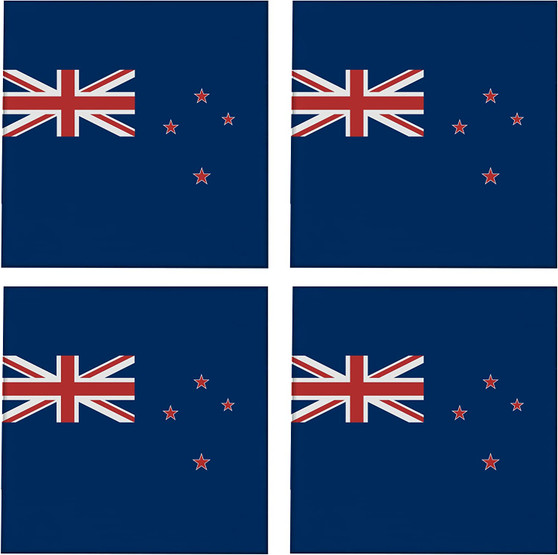 New Zealand Flag 3.5" Square Glass Coasters by DCM Solutions