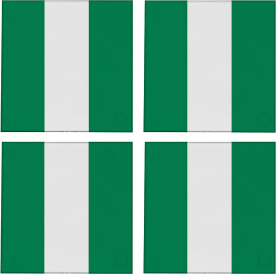 Nigeria Flag 3.5" Square Glass Coasters by DCM Solutions
