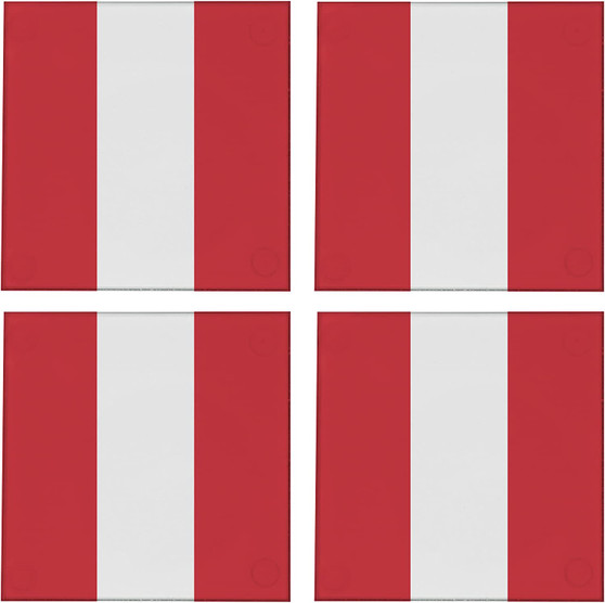 Peru Flag 3.5" Square Glass Coasters by DCM Solutions