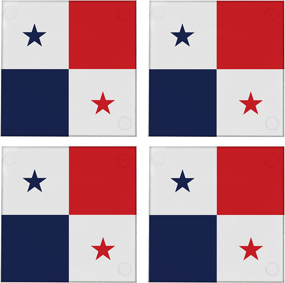 Panama Flag 3.5" Square Glass Coasters by DCM Solutions