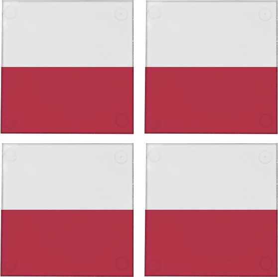 Poland Flag 3.5" Square Glass Coasters by DCM Solutions