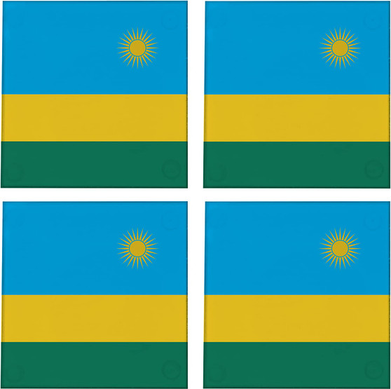 Rwanda Flag 3.5" Square Glass Coasters by DCM Solutions