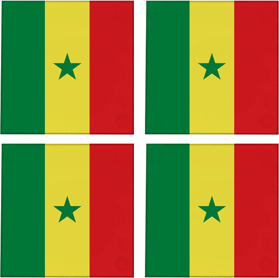 Senegal Flag 3.5" Square Glass Coasters by DCM Solutions