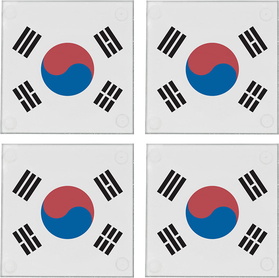 South Korea Flag 3.5" Square Glass Coasters by DCM Solutions