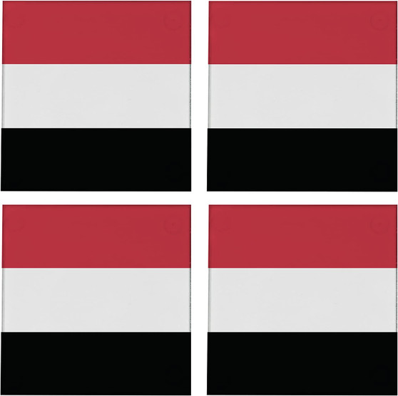 Yemen Flag 3.5" Square Glass Coasters by DCM Solutions