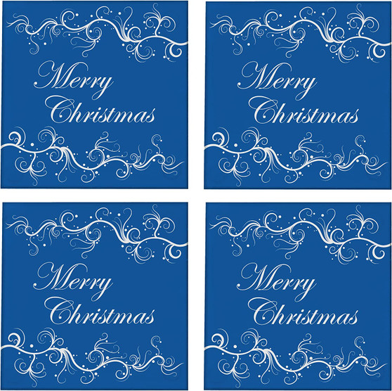 Merry Christmas 3.5" Square Glass Coasters by DCM Solutions