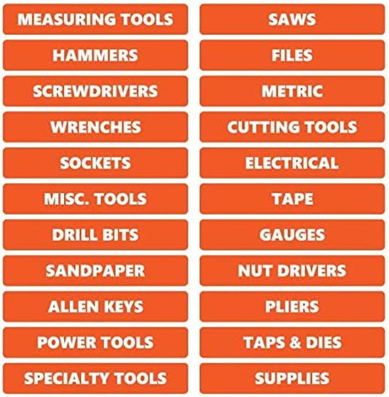 Burnt Orange Toolbox Organizational Sticker Rounded Labels Basic Set