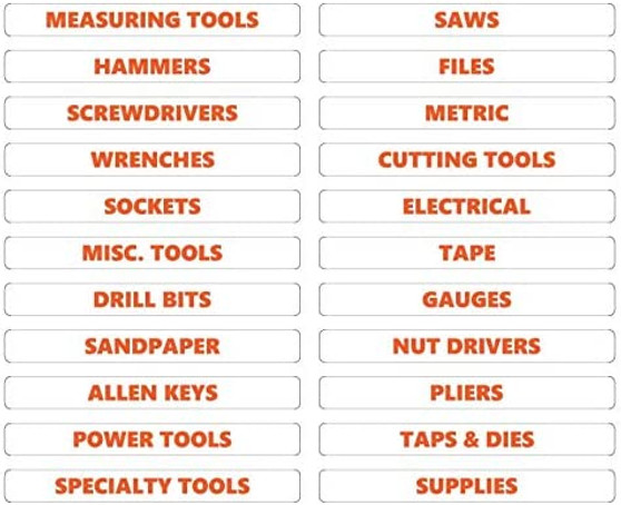 Burnt Orange Inverted Toolbox Organizational Sticker Rounded Labels Basic Set