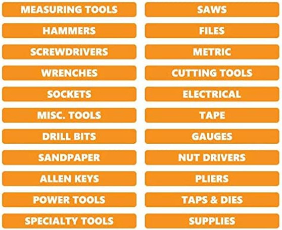 Orange Toolbox Organizational Sticker Rounded Labels Basic Set