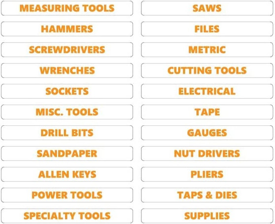 Orange Inverted Toolbox Organizational Sticker Rounded Labels Basic Set