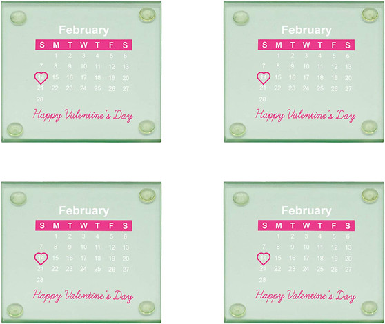 Valentines Day 3.5" Square Glass Coasters