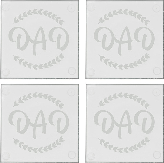 Dad 3.5" Etched Glass Coasters