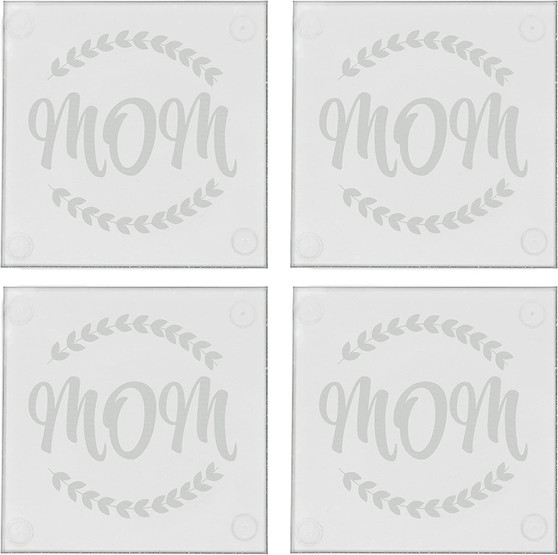 Mom 3.5" Etched Glass Coasters