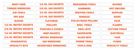 Toolbox Organizational Magnetic Labels Advanced Set Burnt Orange Inverted