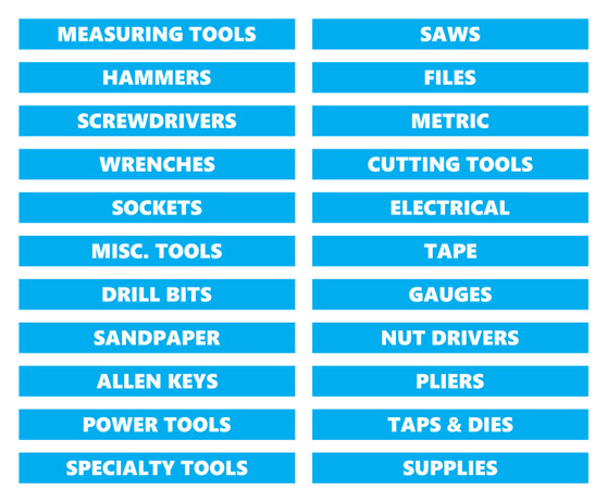 Cyan Tool Box Label Organizational Magnets By DCM Solutions