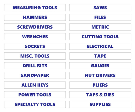 Blue Inverted Tool Box Label Organizational Magnets By DCM Solutions