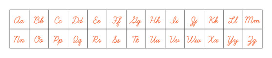Burnt Orange Inverted Magnetic Cursive Alphabet Letters (Upper and Lower Case)