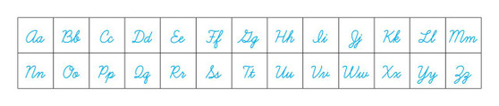 Copy of Cyan Inverted Cursive Alphabet Letters (Upper and Lower Case)
