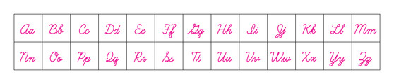 Pink Inverted Cursive Alphabet Letters (Upper and Lower Case)