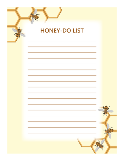 10.5 inch x 7.5 inch Honey Bee To Do List