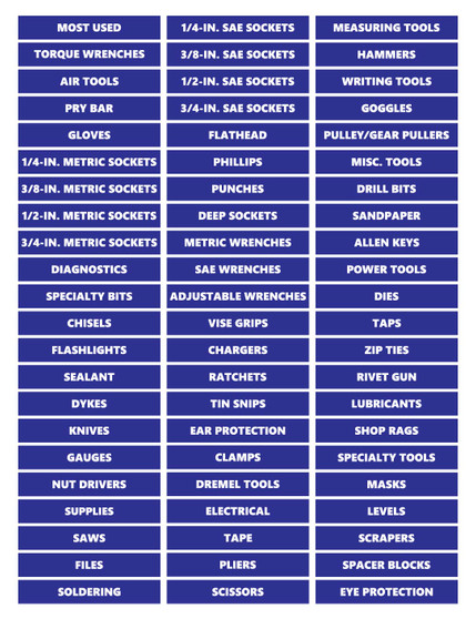 Blue Ultimate Toolbox Magnetic Labels by DCM Solutions