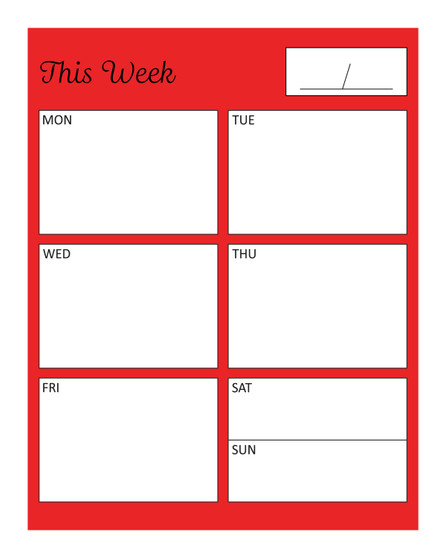 Red With Black Text Weekly Home Organizer Dry Erase Magnet by DCM Solutions