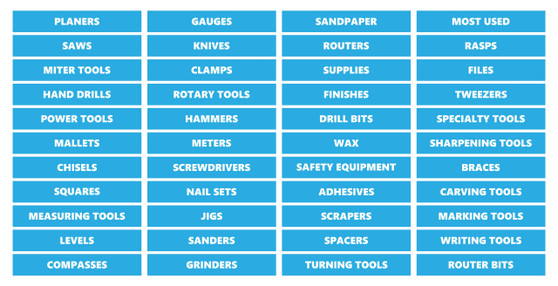 Cyan Toolbox Organizational Magnetic Labels Woodworking Set by DCM Solutions