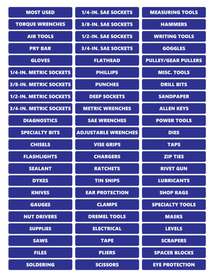 Blue Ultimate Rounded Tool Box Magnetic Labels By DCM Solutions