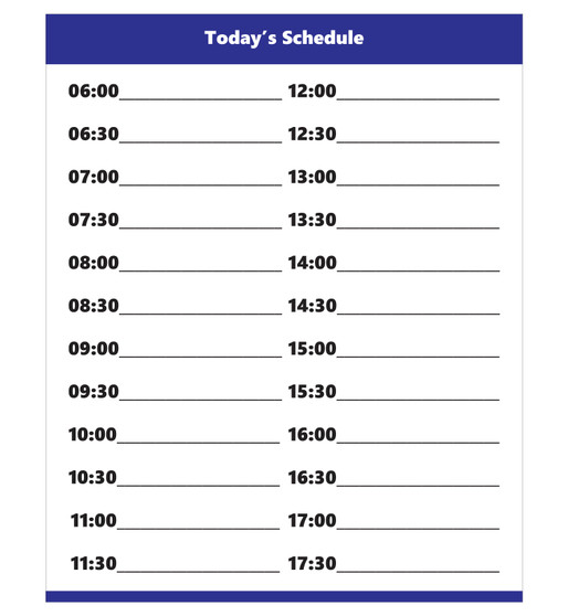 Blue Dry Erase Hourly Schedule Magnet (24 Hour Clock) By DCM Solutions