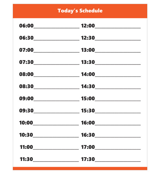Burnt Orange Dry Erase Hourly Schedule Magnet (24 Hour Clock) By DCM Solutions