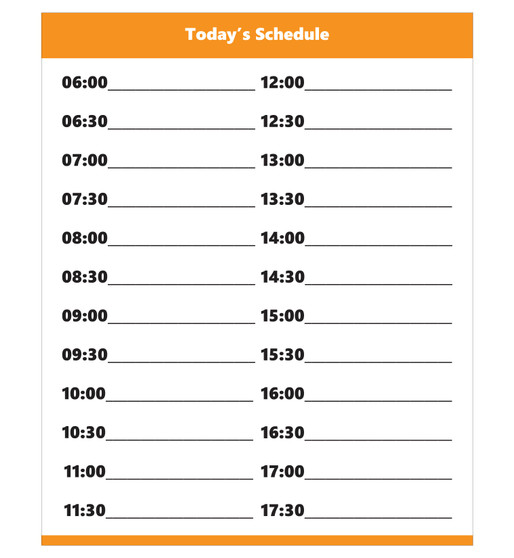 Orange Dry Erase Hourly Schedule Magnet (24 Hour Clock) By DCM Solutions