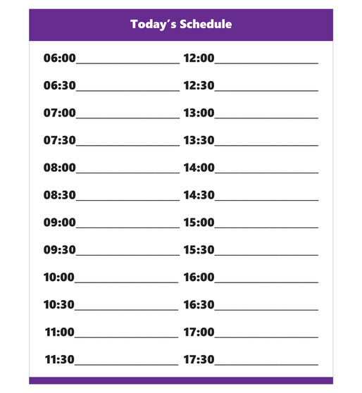 Purple Dry Erase Hourly Schedule Magnet (24 Hour Clock) By DCM Solutions