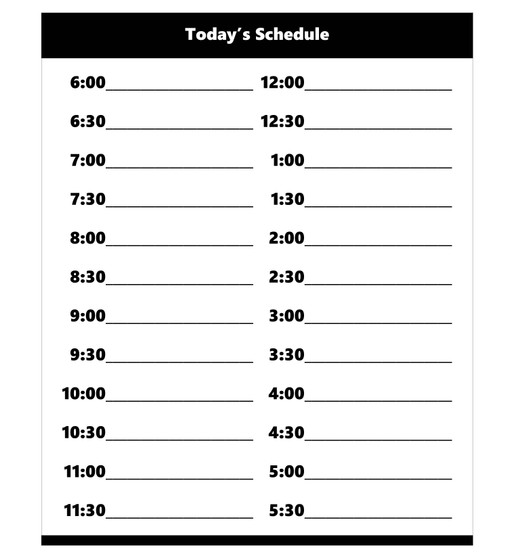 Black Dry Erase Hourly Schedule Magnet (Standard Clock) By DCM Solutions