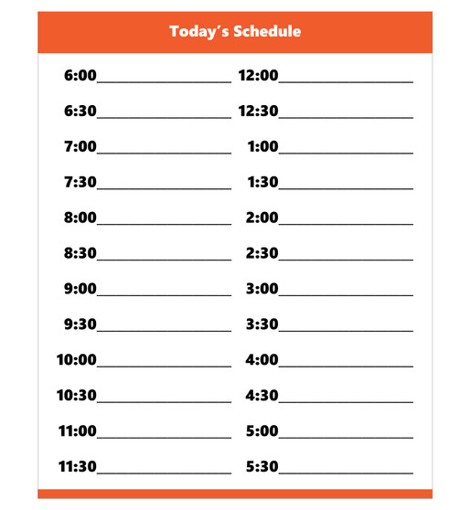 Burnt Orange Dry Erase Hourly Schedule Magnet (Standard Clock) By DCM Solutions