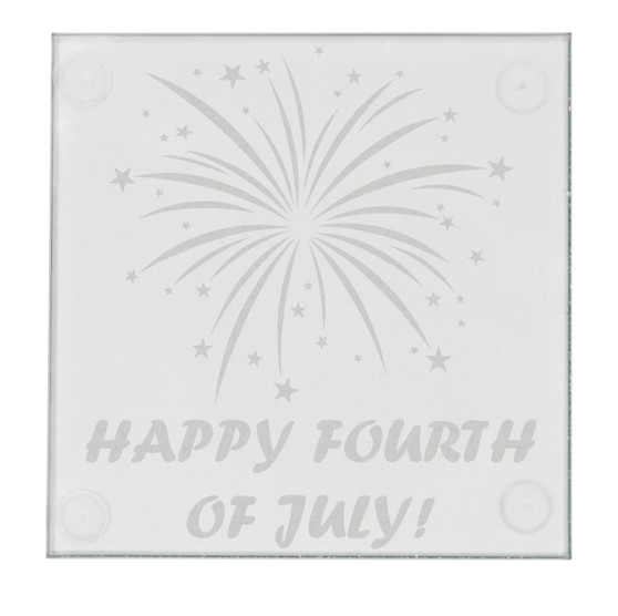 4th of July Firework Etched Glass Coaster By DCM Solutions