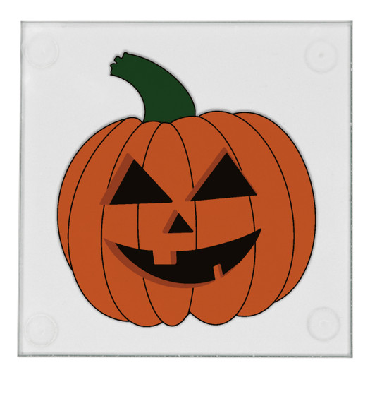 Jack O'Lantern Pumpkin Halloween 3.5" Square Glass Coasters by DCM Solution
