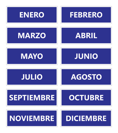 Blue Spanish Calendar Month Magnets Non-Abbreviated by DCM Solutions