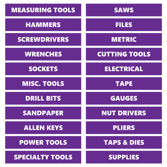 Purple Tool Box Organizational Stickers Basic Set by DCM Solutions