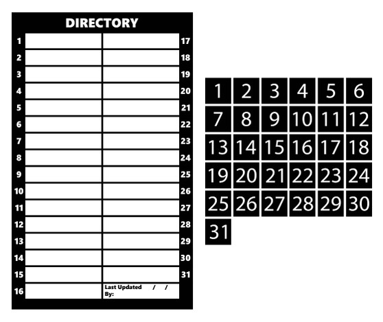 Black Dry Erase Magnetic Directory and Number Label Magnets Bundle by DCM Solutions