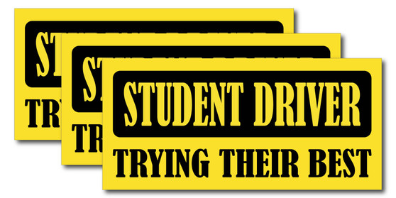 Yellow Trying Their Best Student Driver Bumper Sticker 3 Pack by DCM Solutions