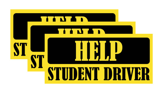 Yellow Help Student Driver Bumper Sticker 3 Pack by DCM Solutions