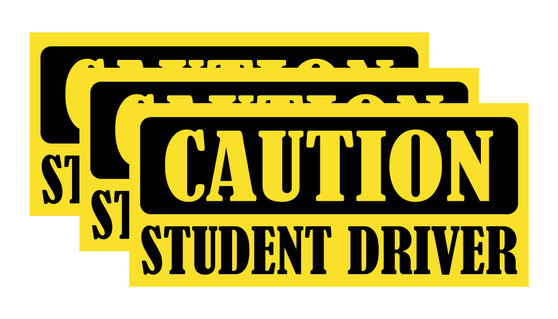Yellow Caution Student Driver Bumper Sticker 3 Pack by DCM Solutions