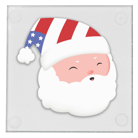 American Santa 3.5" Square Glass Coasters (Clear Background) by DCM Solutions