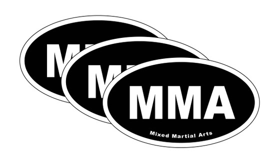 Black MMA Bumper Sticker 3 Pack by DCM Solutions