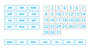 Cyan Inverted Whiteboard Calendar Date Magnets For Office and Home Use