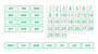 Green Inverted Whiteboard Calendar Date Magnets For Office and Home Use