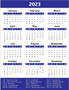 Blue 2023 Full Yearly Calendar Sticker