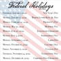 2022 Federal Holidays Calendar Magnet